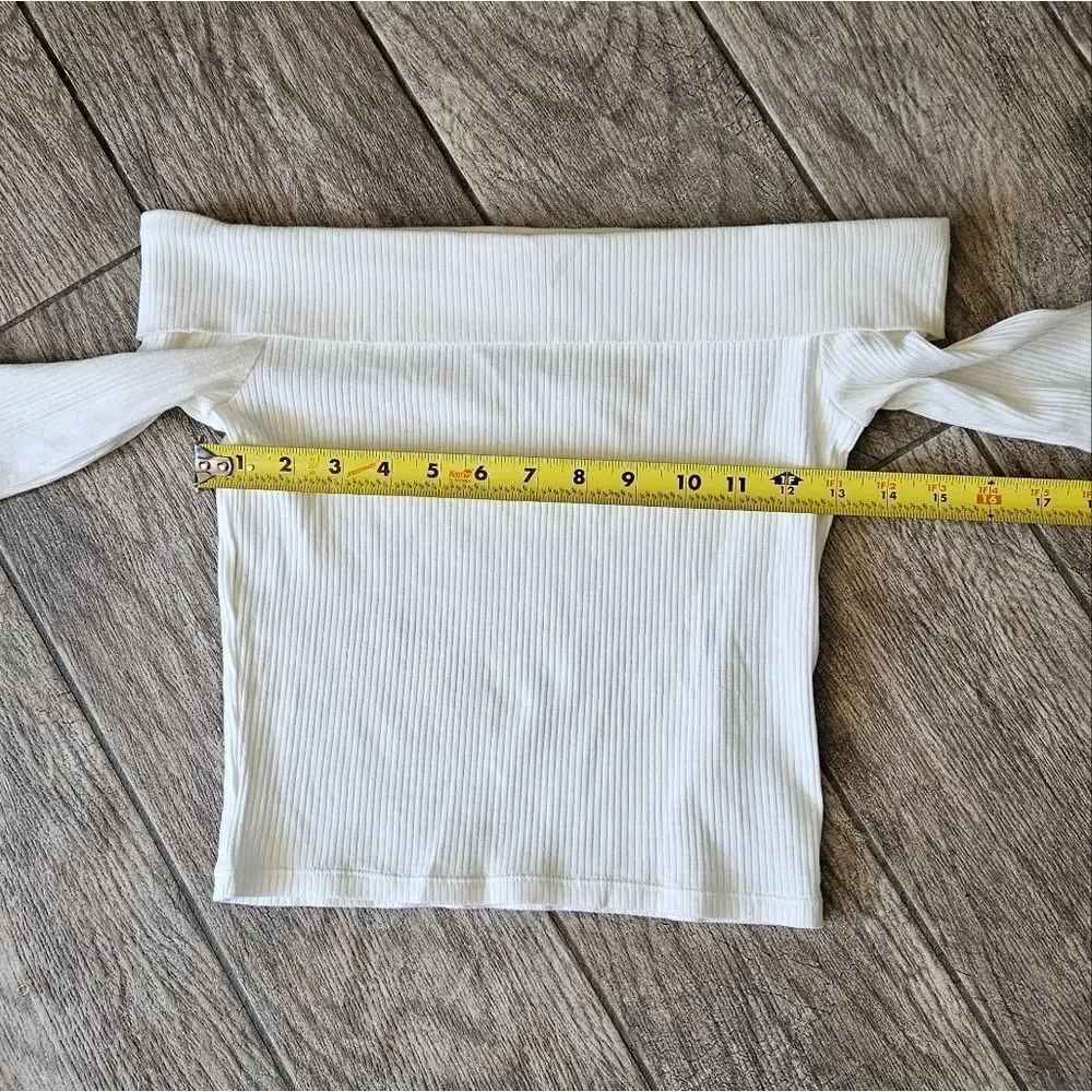 H&M Cream Ribbed Long Sleeve Shirt